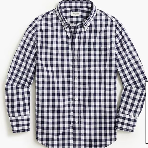 Crew cuts navy and white gingham lightweight button down shirt Boys Size 10 - Picture 1 of 6